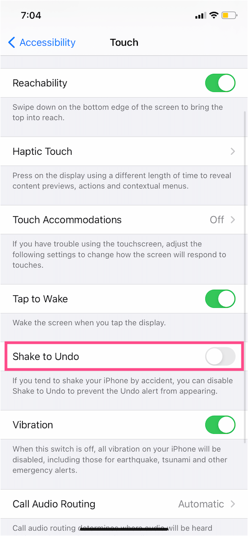 jak wyłączyć funkcję cofania za pomocą potrząśnięcia w systemie iOS 14