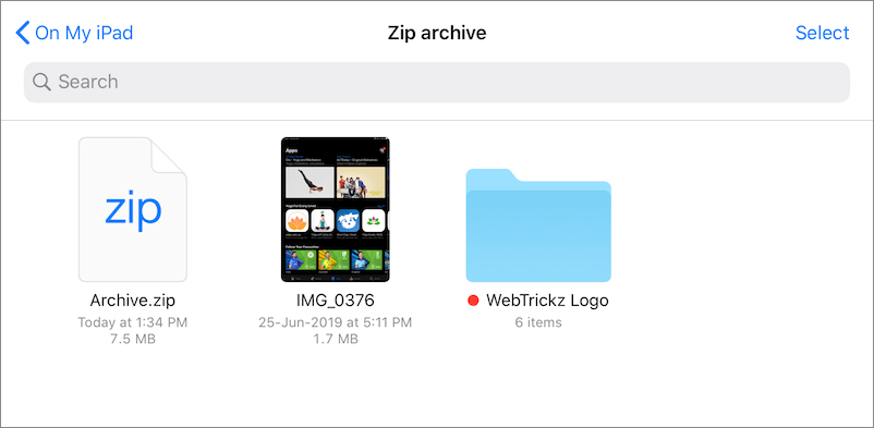 archiwum zip na iphone'ie ipadzie