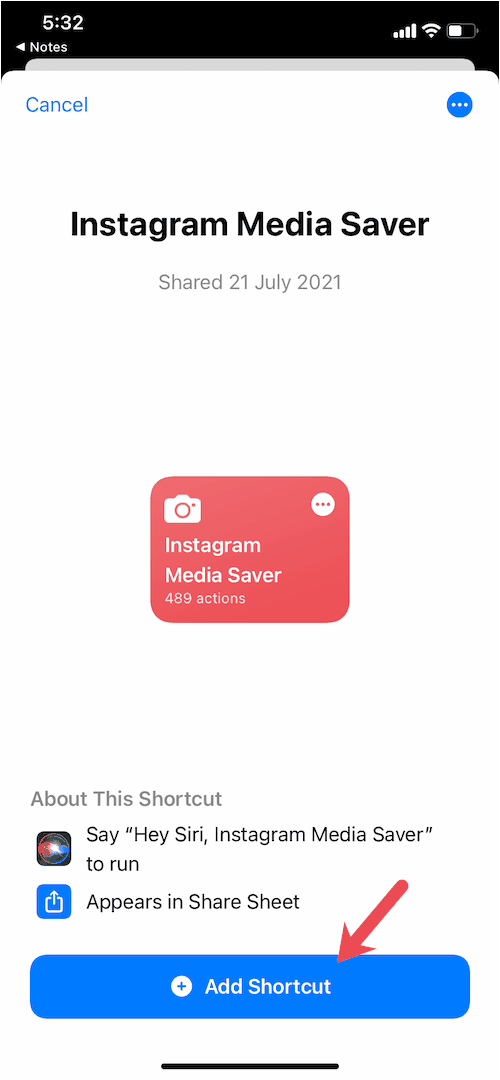 instagram media saver shortcut dla iPhone'a