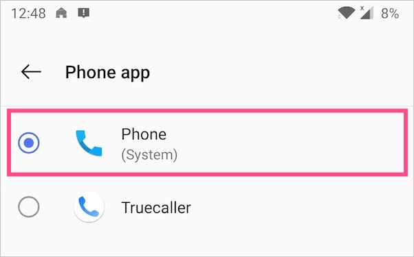 usuwanie aplikacji truecaller jako domyślnej aplikacji do nawiązywania połączeń