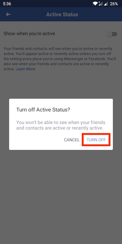 wyłącz aktywny status w aplikacji facebook