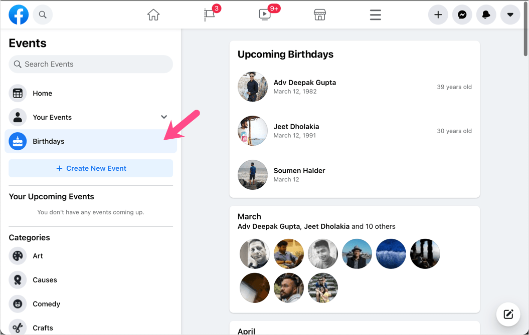 Znajdź daty urodzin na Facebooku dla pulpitu