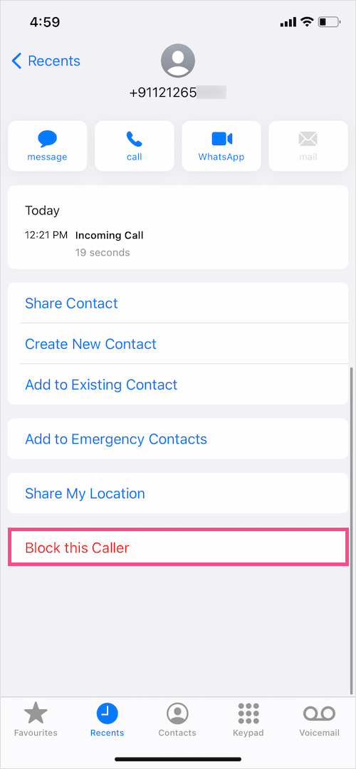 zablokować numer telefonu w telefonie iPhone