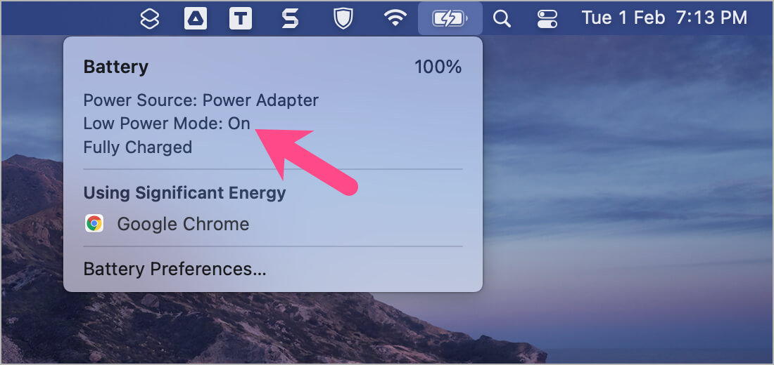 sprawdź, czy tryb niskiego zużycia energii jest włączony na komputerze mac