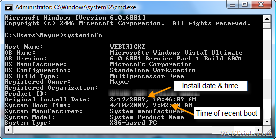 poznaj datę i godzinę instalacji systemu windows