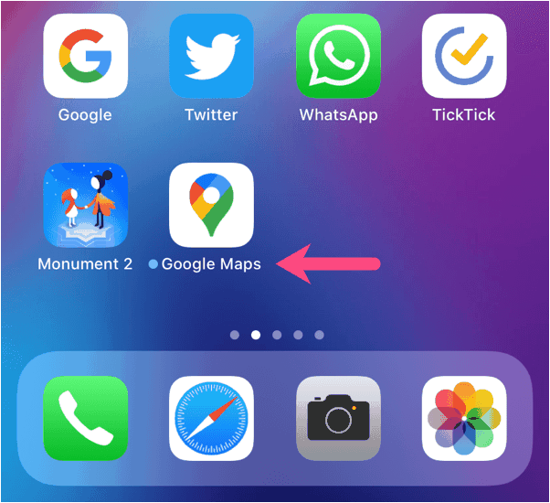 niebieska kropka przy aplikacjach na iPhone'a