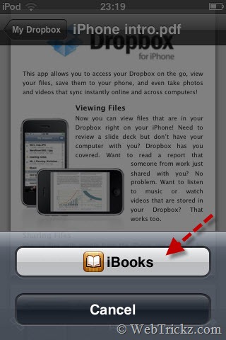 dodawanie plików pdf do ibooks za pomocą dropbox