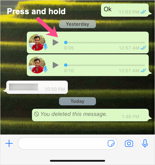 notatki głosowe w rozmowie WhatsApp na telefonie iPhone