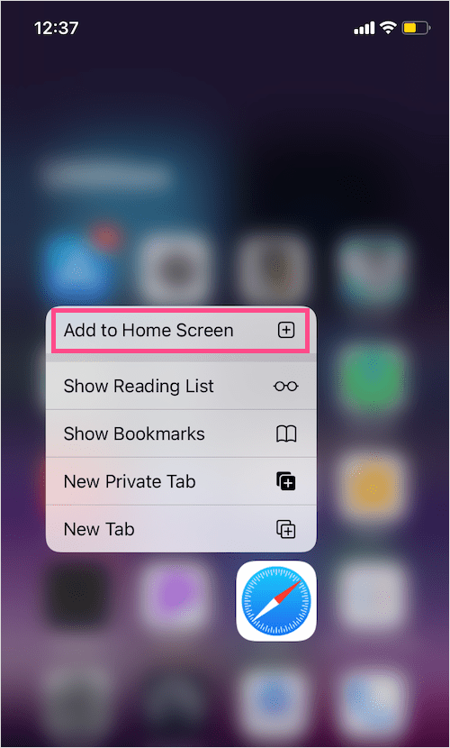 w systemie iOS 14 brakuje funkcji dodawania safari do ekranu głównego