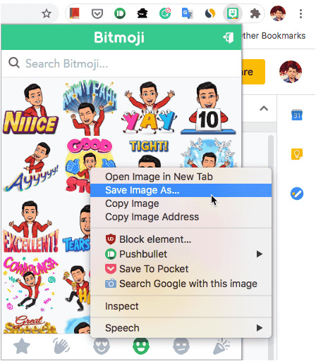 Zapisz naklejkę Bitmoji jako obraz PNG na komputerze