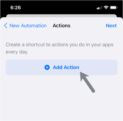 dodaj akcję w skrótach na iOS