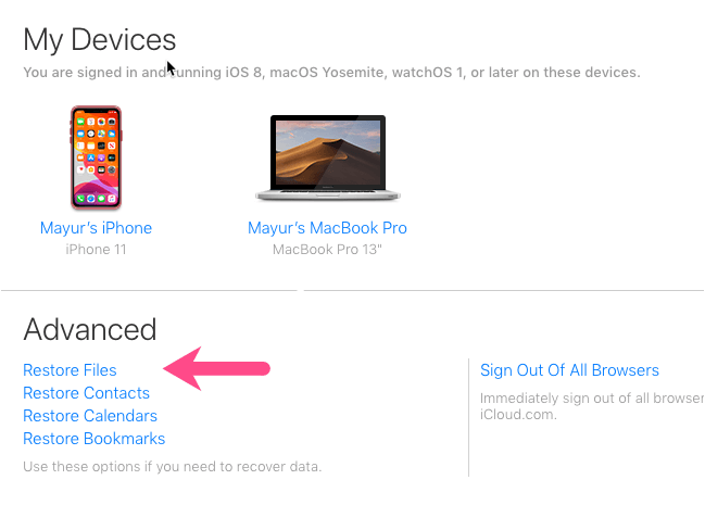 przywracanie usuniętych plików z iCloud