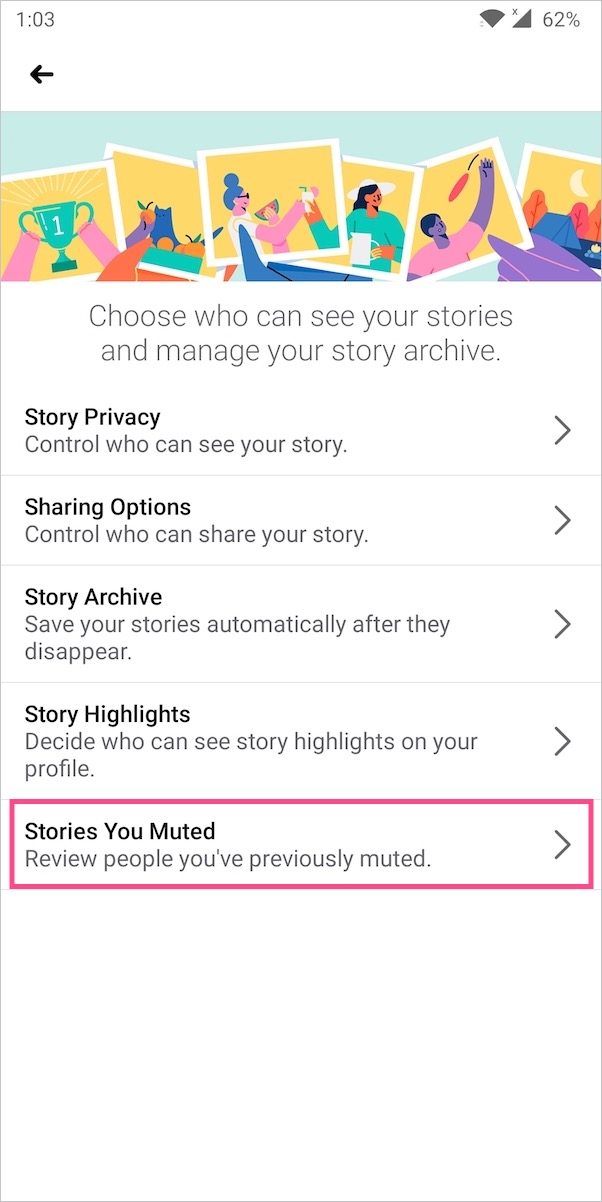 wyświetlanie wyciszonych historii w aplikacji facebook na Androida