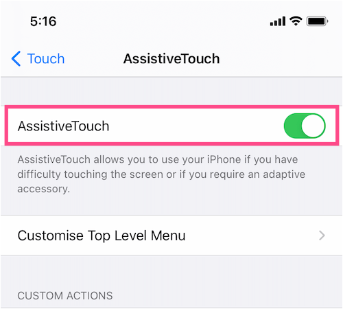 włączanie funkcji dotyku asystującego w systemie iOS 14 na telefonie iPhone