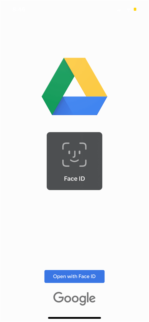 blokowanie dysku google za pomocą identyfikatora twarzy na telefonie iphone