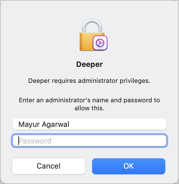 zezwalaj na uprawnienia administratora dla aplikacji na komputerze mac