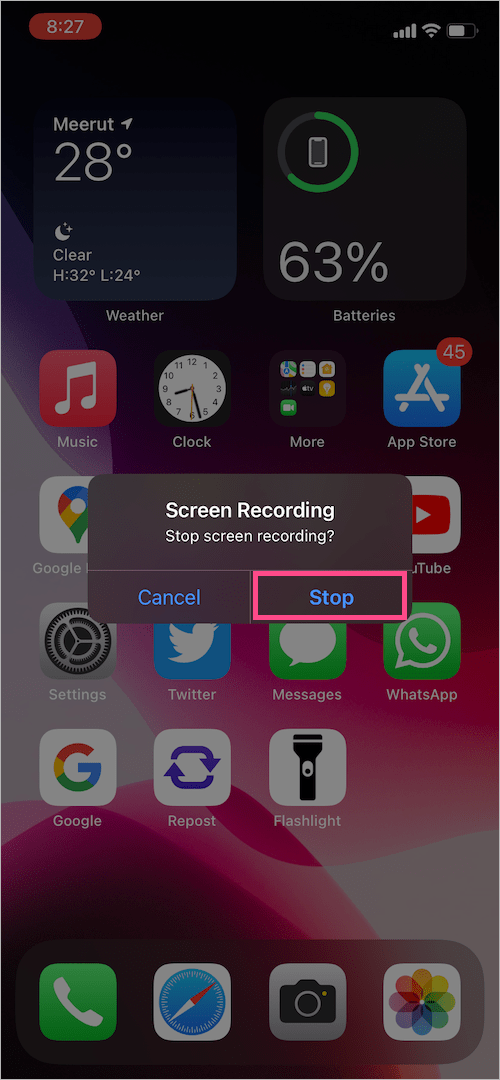 jak zatrzymać nagrywanie ekranu w systemie iOS 15