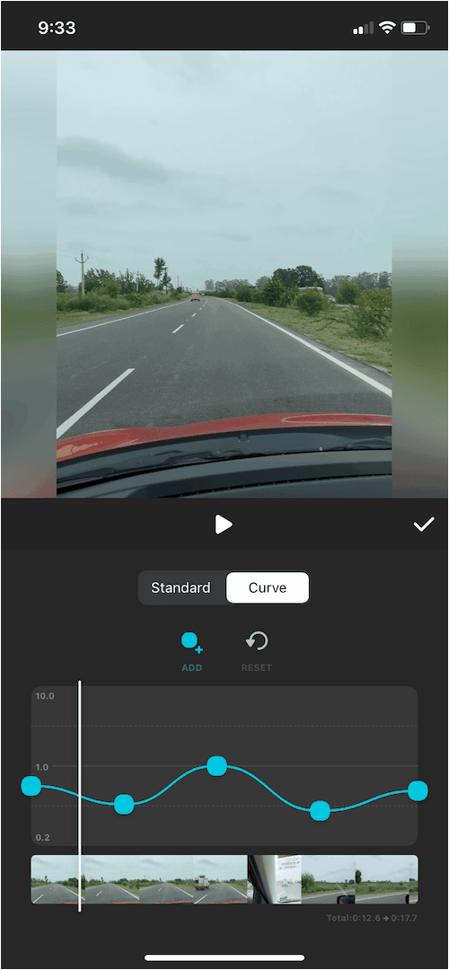 dodawanie efektu zmiennej prędkości do wideo na telefonie iPhone