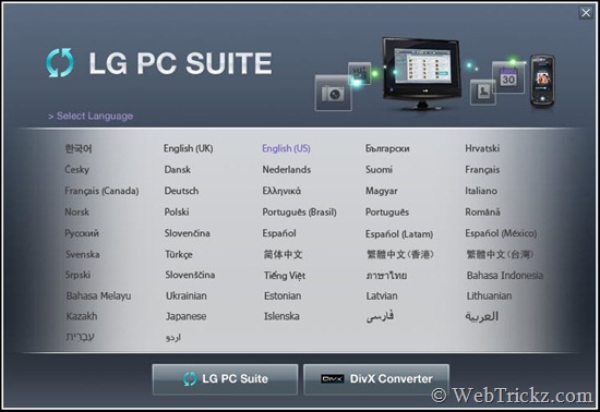 LG PC Suite_languages