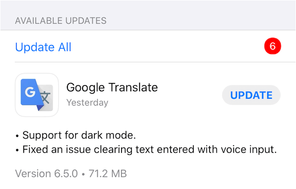 Tłumacz google dodaje obsługę trybu ciemnego na iphone'ach i ipadach