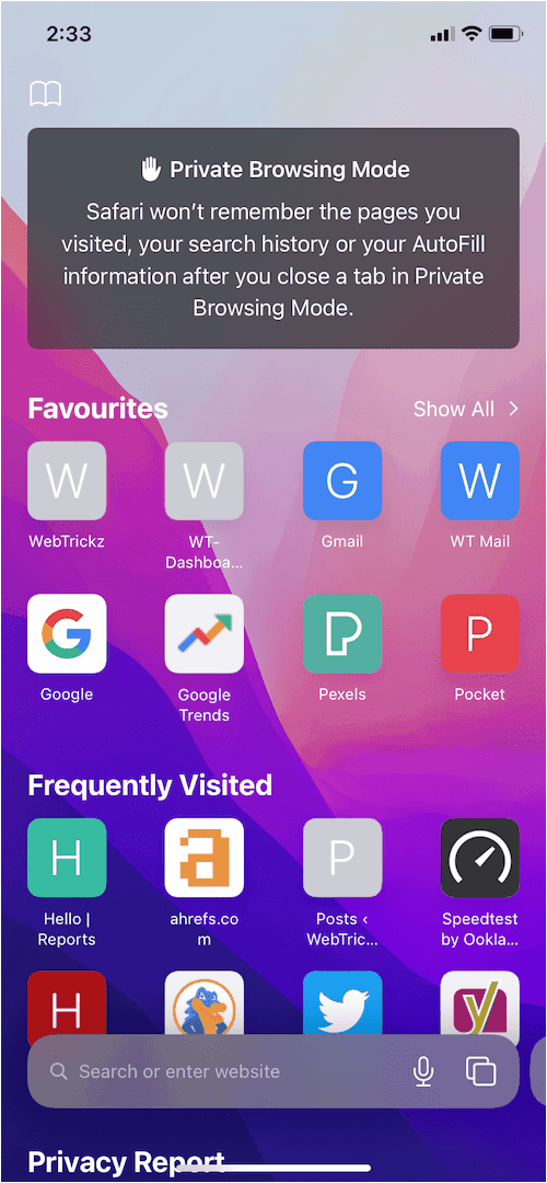 jak włączyć przeglądanie prywatne w safari na iOS 15