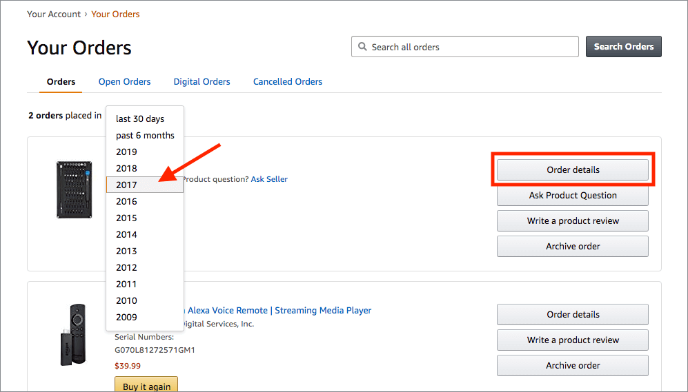 szczegóły zamówienia w amazon