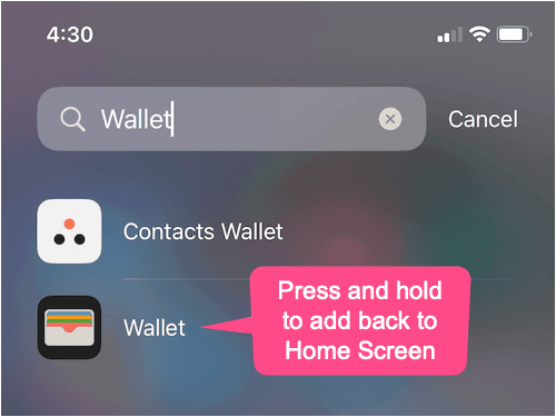 jak przywrócić ikonę aplikacji Apple Wallet na telefonie iphone