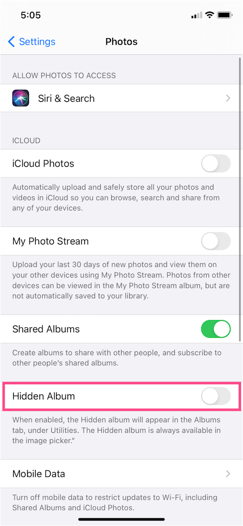 jak ukryć ukryty album ze zdjęciami w systemie iOS