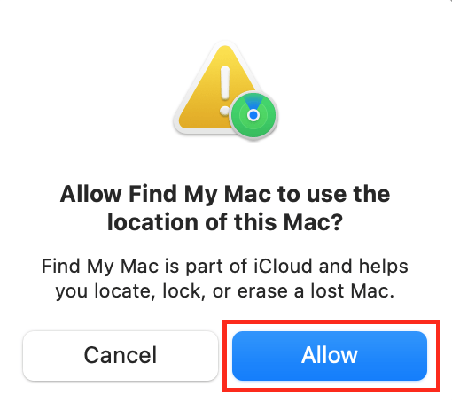 Pozwól, aby funkcja Znajdź mój Mac korzystała z lokalizacji komputera Mac