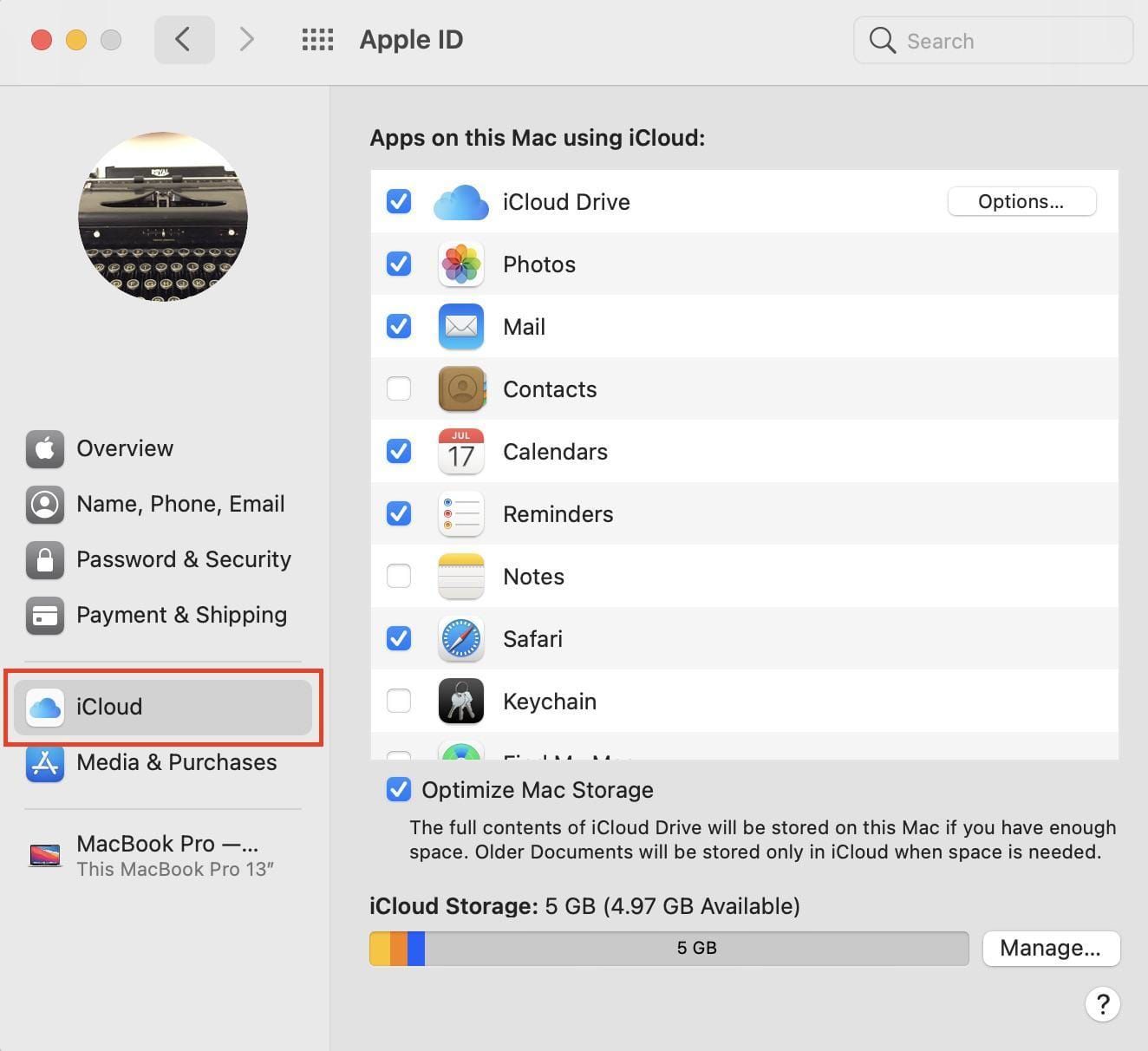 wybierz aplikacje za pomocą iCloud na komputerze Mac