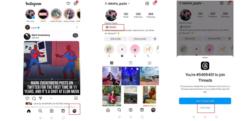 Jak ukryć odznakę wątków z Instagram Bio