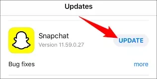 Aby naprawić brak ładowania historii Snapchata, zaktualizuj aplikację