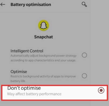 Optymalizacja baterii; Błąd Tapto load na Snapchacie