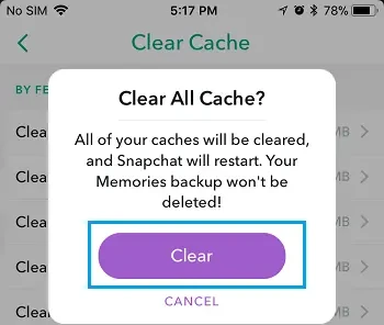 To Fix Could Not Connect Snapchat Wyczyść pamięć podręczną
