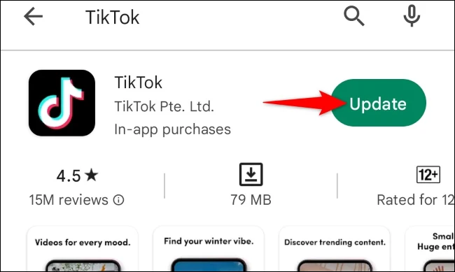 Napraw TikTok Keep Logging Me Out przez aktualizację aplikacji TikTok