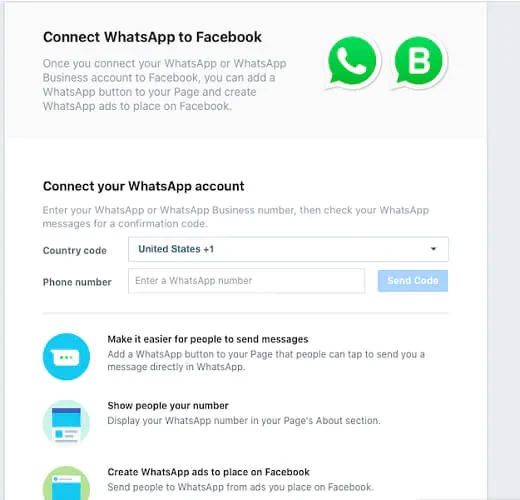 Połączenie konta biznesowego WhatsApp ze stroną biznesową na Facebooku