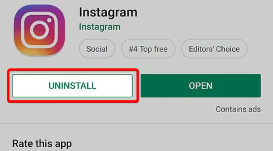 Napraw nie można udostępnić postu w mojej historii na Instagramie, odinstalowując i ponownie instalując aplikację